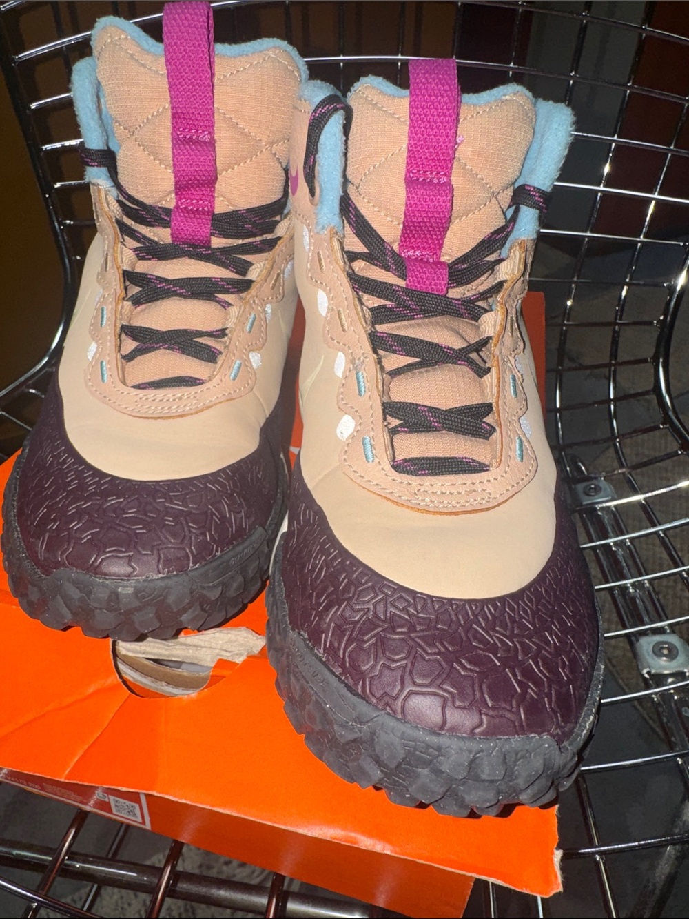 Nike Children’s Tan and Plum Waterproof Winter Boots, gently worn.
